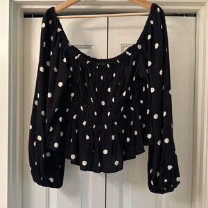 J. Crew Polka Dot Peplum Blouse